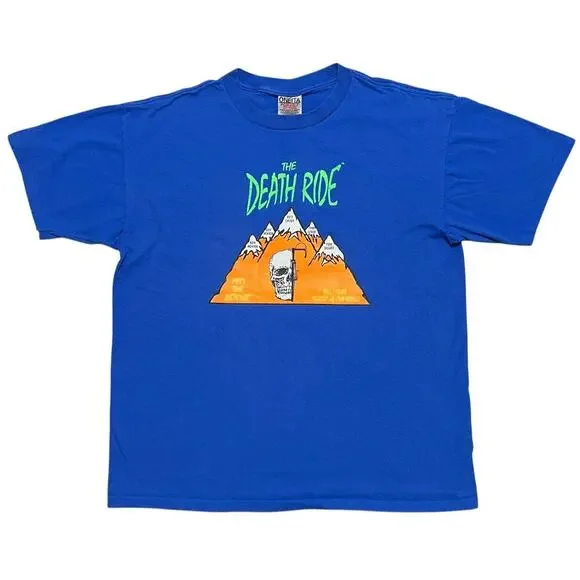Vintage 90sโ The Death Ride 1997 Skull Mountain Tee - Single Stitch T-Shirt - L - Picture 1 of 9